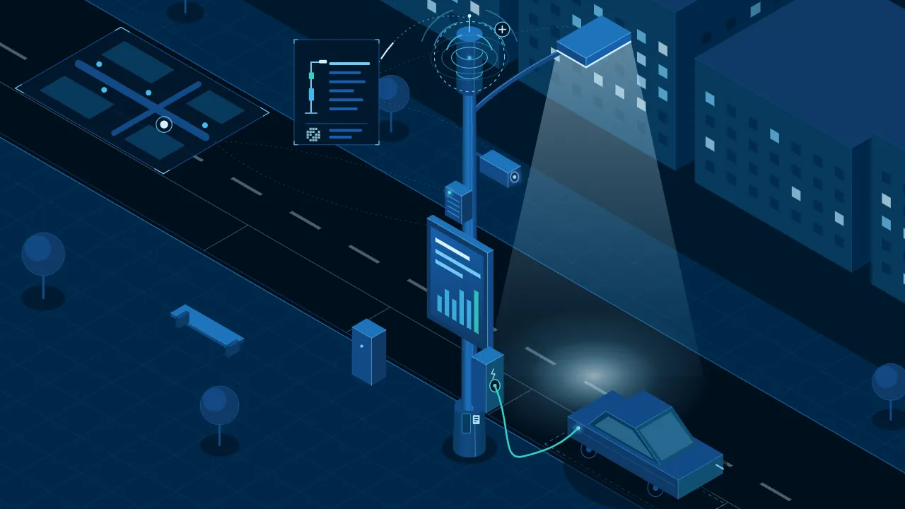 Illustration: a new small wireless cell sits on top of the same pole, marked with a plus sign, with Wi-Fi waves around it.